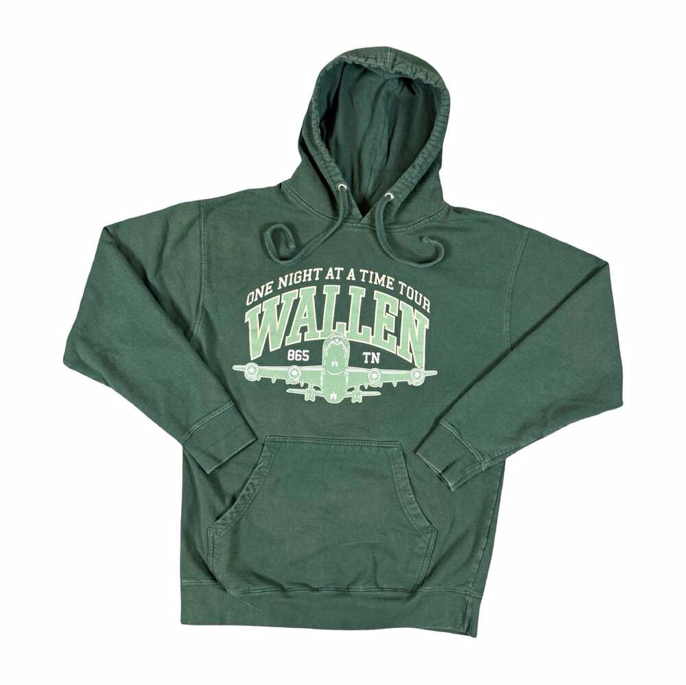 Morgan Wallen Men’s Green One Night At A Time Tour Pullover Hooded Fleece